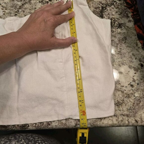A New Day Women's Cropped Tank Top Plus Size XXL True White Linen 2X Crop. - Picture 7 of 8